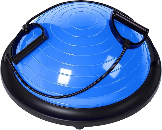 Half Balance Ball Board Inflatable Air Dome With Resistance Bands and Pump, Exercise Balance Trainer for Home Gym Workout Fitness Anti-slip Yoga Ball for Women Pilates