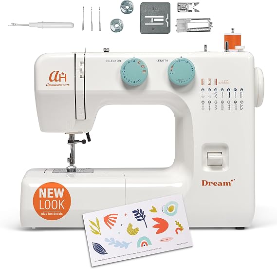 Sewing Machine for Beginners, The Dream by American Home, 15 Built-in Stitches, Great for Refashioning Clothes, AH700