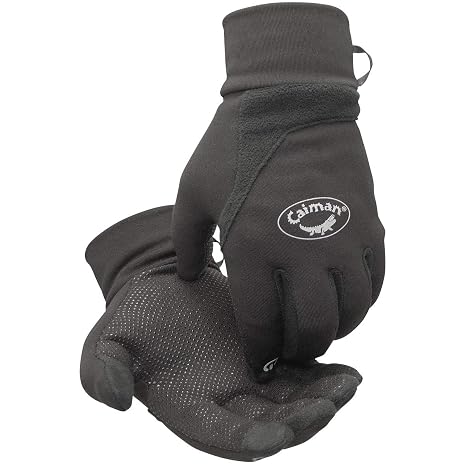 Caiman Premium Polyester Winter Work Gloves, Micro-Dot Palm, Fleece Lining, Touchscreen Compatibility, Black, Small (2380-3)
