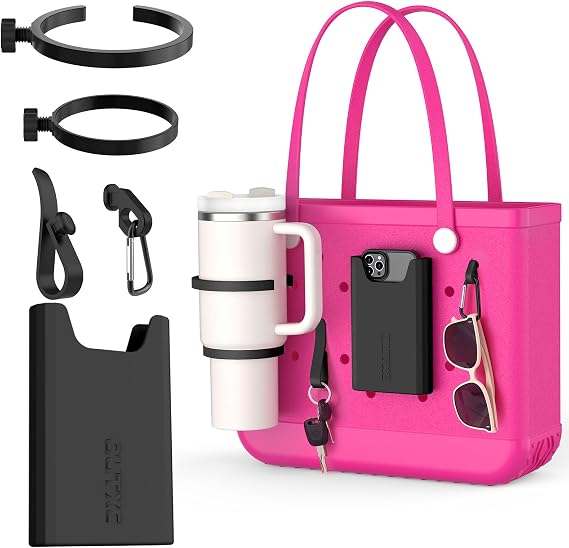 OUTXE Phone Holder and 2 Pack Cup Holder for Bogg Bag, with Hooks Inserts