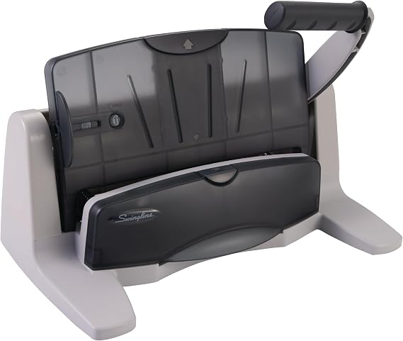 Swingline 3 Hole Punch, 40 Sheet Capacity Three Hole Puncher 3 Ring, Adjustable 2-7 Hole Paper Punch, LightTouch Low Effort, Black & Silver (74357)