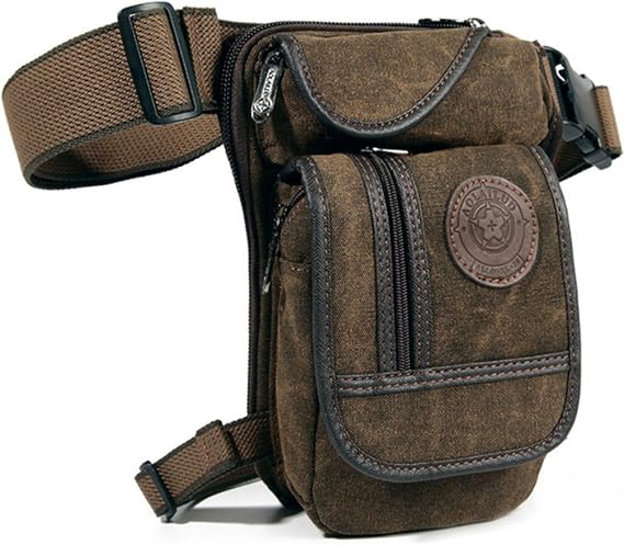 Canvas Drop Leg Bag Hiking Waist Pack for Men Women Travel Outdoor Sports Camping Tactical Motorcycle Riding Cycling Fishing Thigh Fanny Pouch