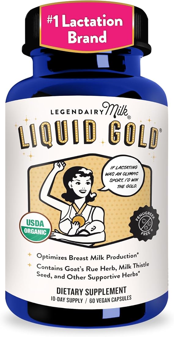 Legendairy Milk Liquid Gold Organic Lactation Support, 60 Capsules | Organic goat's rue, milk thistle, shatavari and fennel provide fenugreek-free lactation and breast milk supply support