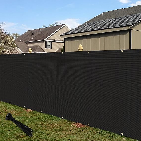 ECOOPTS 6'x50' Privacy Fence Screen Windscreen with Copper Grommets, Fit for Commercial Fence and Residential Garden Outdoor 90% UV Blockage, Cable Zip Ties Included (Black)