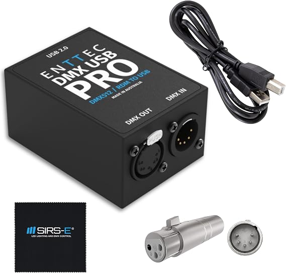 Enttec DMX USB Pro 70304 Lighting Interface & SIRS-E 70029 5P Male to 3P Female Connector (Adapter) - Bundle ...
