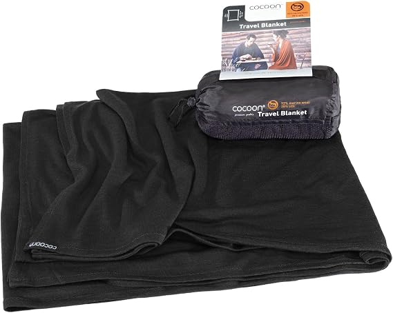 COCOON Merino Wool/Silk Travel Blanket - Black