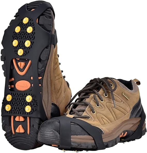 Aliglow Ice Cleats Crampons for Shoes and Boots Snow Steel Traction Grips