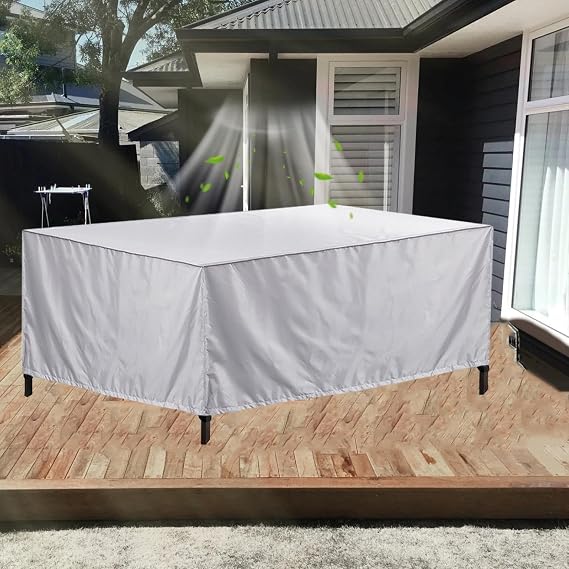 Garden Furniture Cover, 600D Oxford Fabric Garden Table Cover, 290 x 235 x 90 cm/LxWxH Protective Cover for Chair Furniture Waterproof, Windproof, Anti-UV