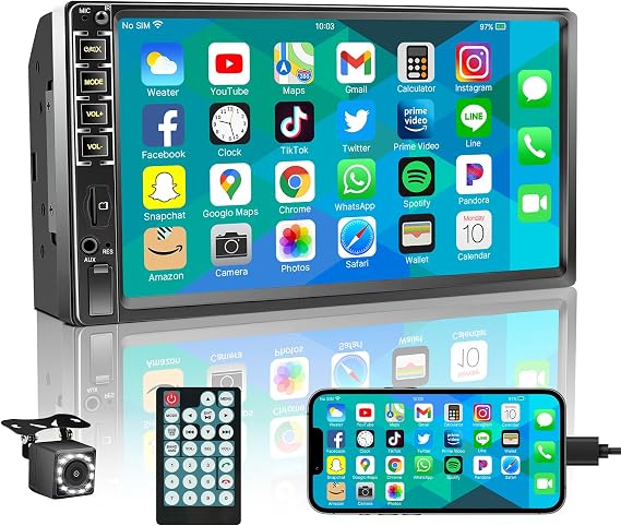 Leadfan 7" Car Stereo Double Din Radio with Bluetooth