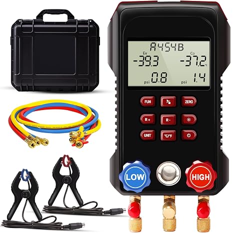 Digital Manifold Gauge Set for 112 Refrigerants, HVAC Automotive AC