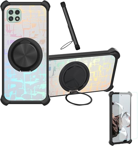 Case Compatible for Samsung Galaxy Buddy Phone Case Cover [with 1* Tempered Glass Screen Protector] Hybrid Case[360°Ring Support, Magnetic] CX-27-HEI