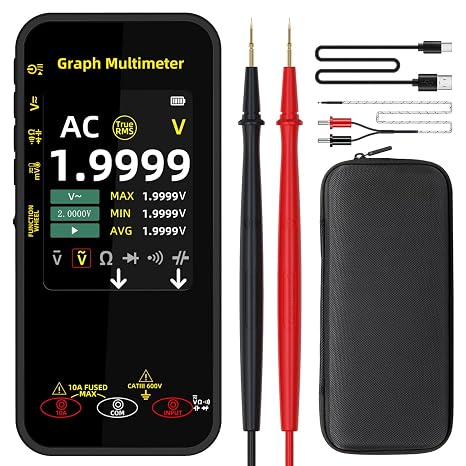 BSIDE S500 Digital Multimeter 20000 Counts Graphing Multimeter TRMS 1000V 10A with Auto-Rotate Display, Pocket Tester Meter for Current Voltage Millivolt AC Peak Capacitance Temperature Measurement