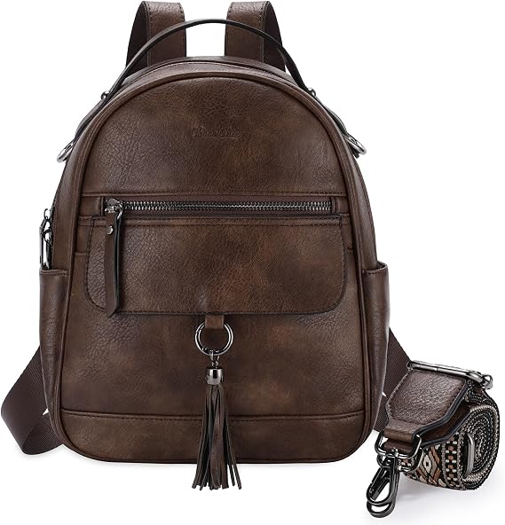 Chase Chic Mini Womens Backpack,PU Leather Anti-Theft Fashion Rucksack for Ladies,Multipurpose Convertible Purse Shoulder Bag Handbag for Daily,Coffee