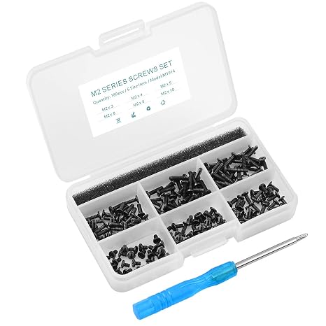 180Pcs M2 Laptop Repair Screw Kit,6 Sizes(M2x3/4/5/6/8/10mm,for SSD HDD DVD Drive Replacement, Most Laptop Models & Internal Hardware Fix,with Screwdriver & Plastic Box