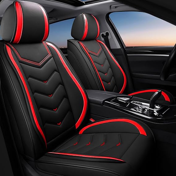 Car Seat Covers Fit for Mazda mazda6 2000-2026, Stylish Sport Seat Covers, Waterproof Wear-Resistant Premium Nappa Leather Car Seat Cover.(2 Pcs Front/Black Red)