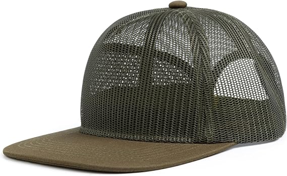 MEINICY Mesh Flat Bill Snapback Hat, 5-Panel Adjustable Blank Baseball Cap, Summer Essentials Hat
