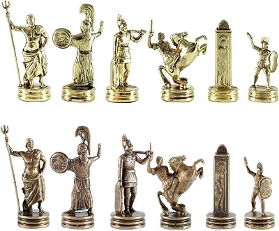 Manopoulos Greek Mythology Chess Set - Brass&Copper - Without Chess Board