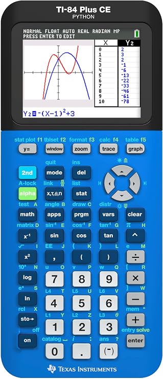 TI-84 Plus CE Graphing Calculator Texas Instruments, Bionic Blue