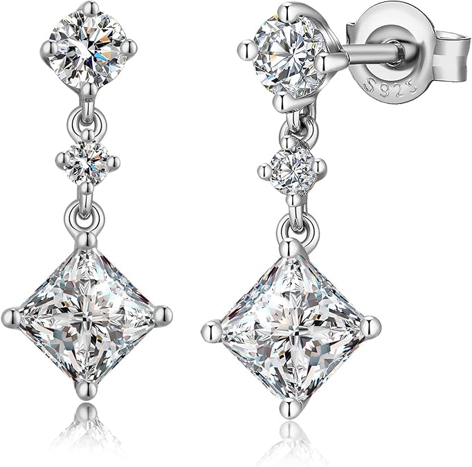 Dangle Drop Earrings for Women 925 Sterling Silver Cubic Zirconia CZ Drop Stud Earrings