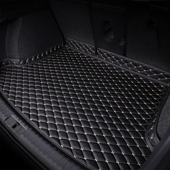 Car Cargo Liners for Audi Q6 e-tron 2024-, Custom Leather Trunk Mats Waterproof Anti-Slip All Weather Protection Interior Accessories,A/Black-Beige