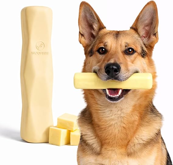 Virtually Indestructible Stick Dog Toy - Lifetime Replacement - Tough Durable Chew Toy for Aggressive Chewers - Safe Non-Toxic Natural Rubber - Chew & Fetch - Med/Large, 8x2 - Butter Scent