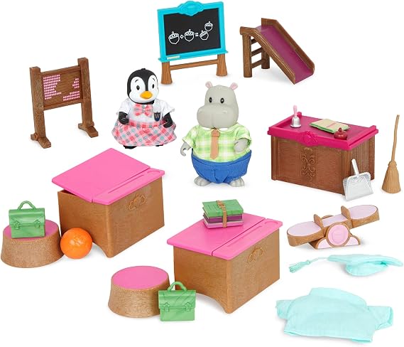 Li'l Woodzeez - Classroom & Playground Set - Deluxe - Lil Woodzeez - Toy School Set - Animal Figurines - Dollhouse Furniture - Kids 3 Years +