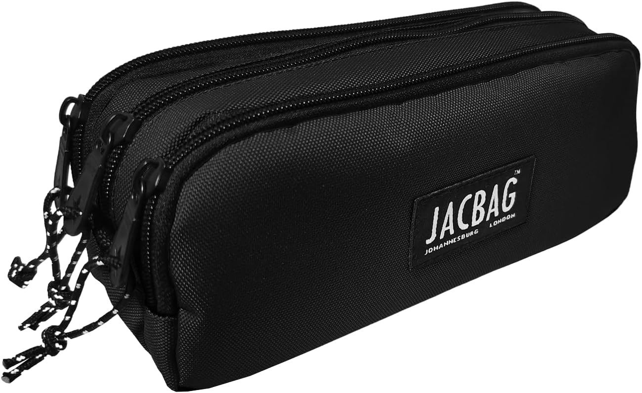 JACBAG TRIPLE POUCH-THREE COMPARTMENT PEN BOX Black