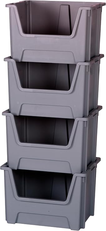 Stacking BIG Plastic Open Fronted Box Bins Recycling Plastic Storage Laundry - 50 Litre Strong Order Picking Bins - QUANTITY DISCOUNTS (15)