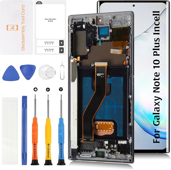 InCell Note 10 Plus cd Display (No Fingerprint Function) Screen Replacement for Samsung Galaxy Note 10 Plus with Aura Black Frame N975U N975W N9750 LCD Screen Touch Digitizer Assembly