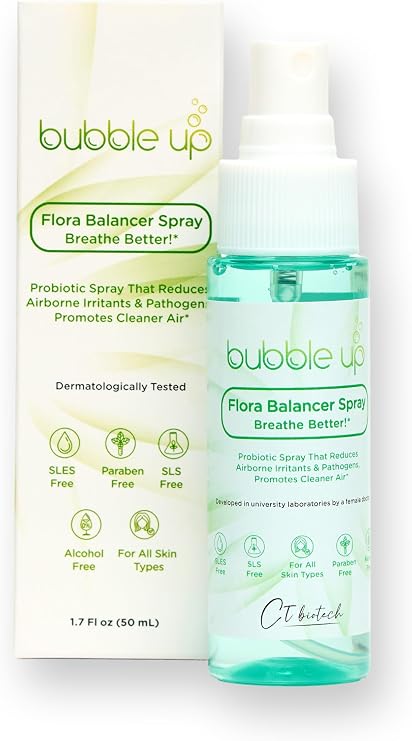 Bubble Up Flora Dengeleyici Probiyotik Sprey | Toz, Akar, Kedi, Köpek, Diğer Alerjen ve Tetikleyicilere Hassas Kişilere |%100 Doğal Seçenek | Evcil Hayvan, Kıyafet, Yüzeylerde Güvenli