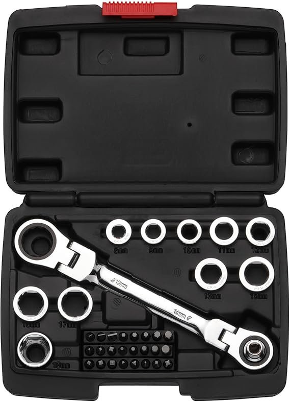 Mayouko 36PCS Flex Head Ratcheting Wrench Set, 72 Tooth Double Box End Wrench 8mm -19mm