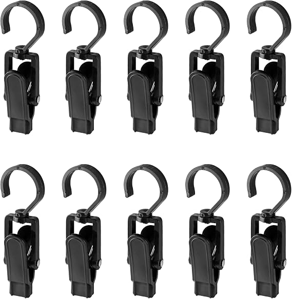 Jiozermi 10 PCS Laundry Hooks Clip, Plastic, Black