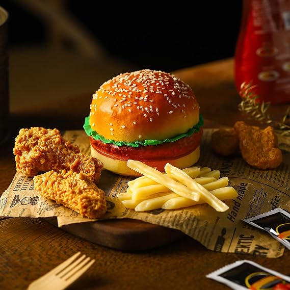 Soulchen 15 Pcs Realistic Fake Play Food Artificial Hamburger Set