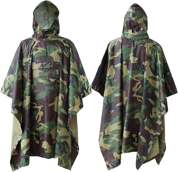 ElifeAcc Rain Poncho Waterproof Adult Multifunctional Reusable Ponchos for Outdoor Hiking Activities