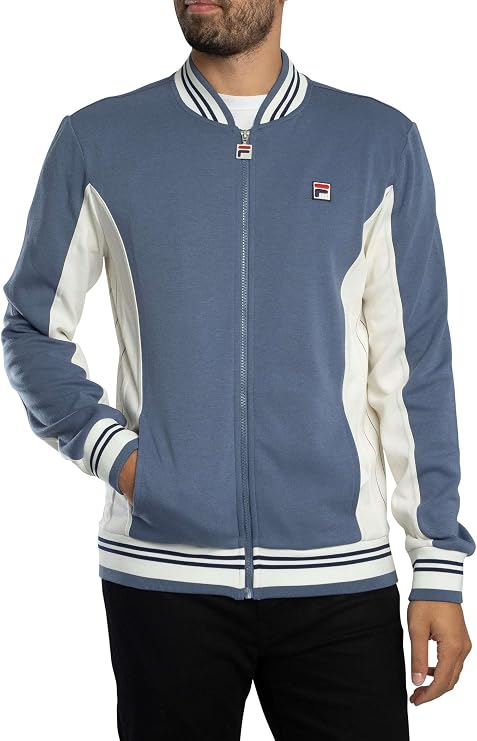FILA Men's Settanta Baseball Track Jacket, Indigo/Gardenia/Navy