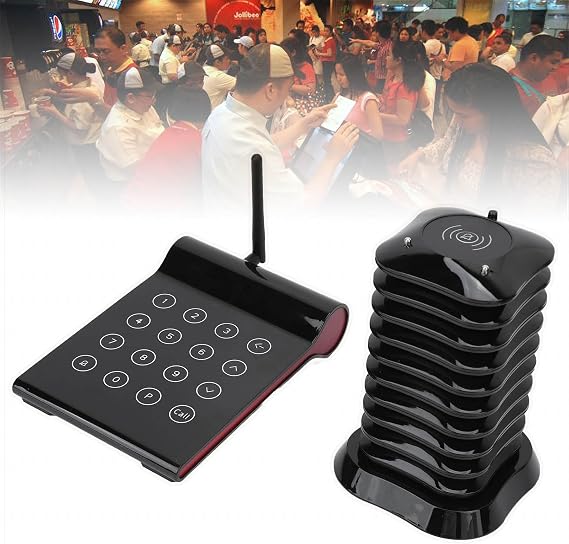 Wireless Restaurant Pager System, Buzzer for Restaurant Waiting,2000m Transmission Distance + Call History Query + Mute Model, for Food Truck Church
