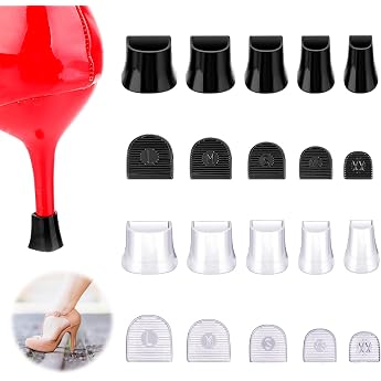 Molain 10 Pairs Heel Protectors High Heels 5 Sizes High Heel Stopper High Heel Protector for Grass Wedding Outdoor Activities - Transparent Black Xx/XS/S/M/L