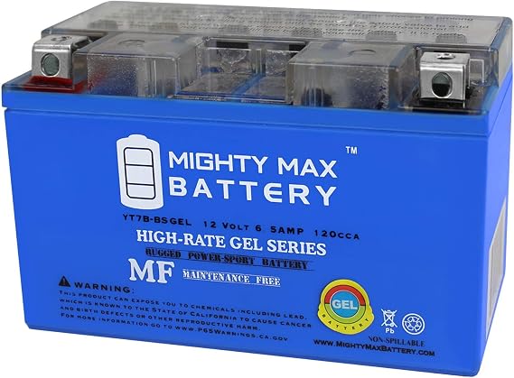 Mighty Max Battery YT7B-BS GEL 12V 6.5AH Battery Replaces Yamaha Zuma 125 TTR250 YFZ 450