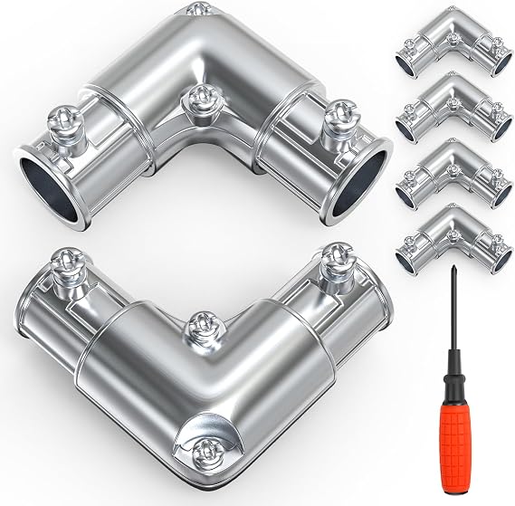 6PCS 1/2" Inside Corner Pull Elbow, Zinc Alloy 90 Degree Corner Coupling with Screwdrivers