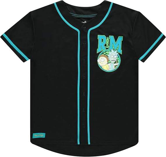 RICK AND MORTY Rick, Morty Men's Baseball Jersey Officially Licensed Mesh Button-Down Fashion Jersey | Fan Apparel | Gift Fans