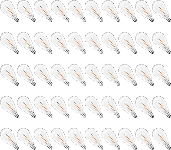 50Pack S14 E12 Replacement LED Light Bulbs for Outdoor String Lights