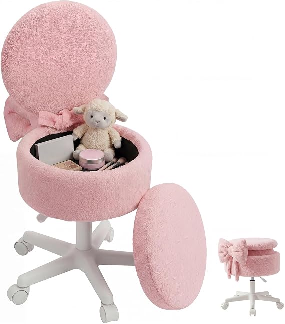 GarveeTech Pink Dressing Table Chair with Stroage Space, Vanity Chair