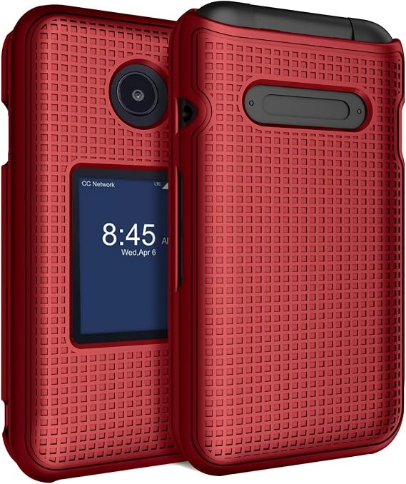 Grid Series for Consumer Cellular Verve Snap Flip Phone Case - Bold Red