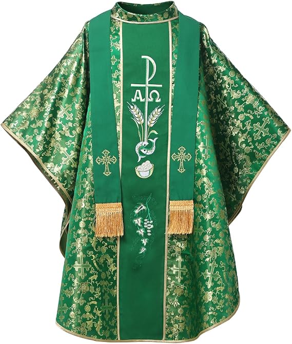 BLESSUME Clergy Jacquard Chasuble Catholic Priest Vestments Robe