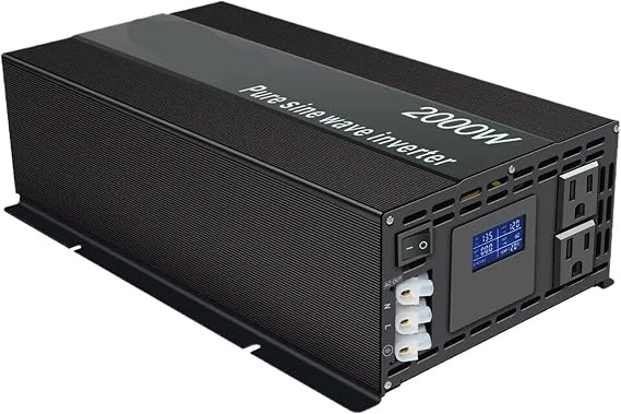 2000W Pure Sine Wave Inverter 12V/24V/36V/48V DC to 120V/220V/240V AC Solar Panel Power Supply Inverter Battery Bank Converter(24V,120V)