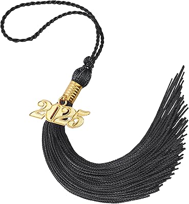 2025 Tassel Graduation, Tassel Charms for Graduation Cap Decorations, Black Grad Tassels Memorial Grad Cords Class of 2025 Senior College High School Graduate Hat Ceremonies Accessories