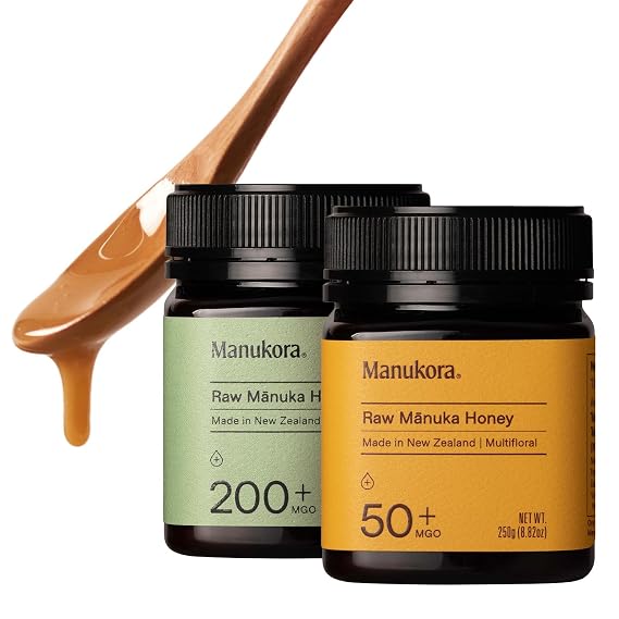 Manukora Raw Manuka Honey, MGO 50+ and MGO 200+, New Zealand Honey, Non-GMO, Traceable from Hive to Hand, Daily Wellness Support - 250g (8.82 Oz)