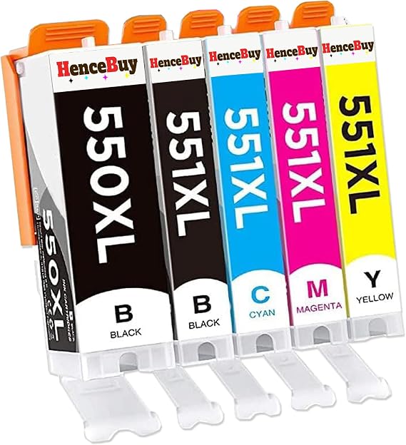 550 551 XL Cartridges Compatible with Canon PGI-550 CLI-551 XL Printer Cartridges for Pixma IP7250 MX925 MX920 MX725 MG5650 MG5550 MG6450 MG7550 MG6650 MG5400 MG5450 IP720 0 IX6850 (5 Pack)