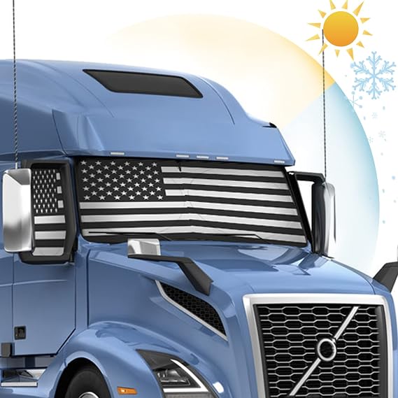 Semi Truck Sun Shade for Windshield and Side Window Retractable Sunshade Blocker Sun Rays | Keep Warm in Winter | New Material Effective for Big Rig Truck, RV Accessories
