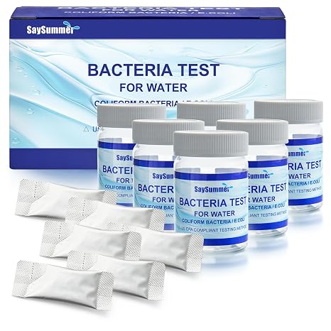Coliform Bacteria Water Test Kit: 6 Tests Detecting E. coli - Drinking Water, Well, Tap, Pool, Hot Tub, Aquarium
